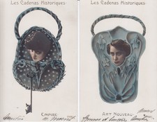 ART DECO  --4 original, french,vintage pcs: 1904 "LES CADENAS HISTORIQUES"