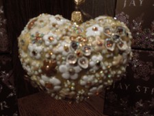 GOLD BLOSSOM HEART - Jay Strongwater Glass Ornament with Swarovski Crystals NIB