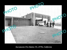 OLD LARGE HISTORIC PHOTO OF SACRAMENTO FIRE DEPARTMENT STATION No 19 c1970s