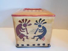  Ceramic Tissue Box, Napkin Holder, Kokopelli Decor,  