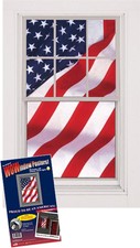 Patriotic Window Backlit Poster Old Glory Proud American Flag Red White and Blue