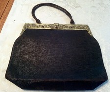 Vintage Leather Purse with Art Nouveau German Silver frame