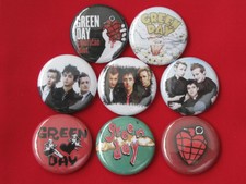 GREEN DAY 8 PINS BUTTON BADGE AMERICAN IDIOT DOOKIE ONE INCH DIAMETER