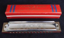 M.Hohner Marine Band No.365 Key of G 14 holes Harmonica w/original case Germany
