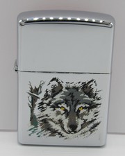 Zippo Wolf High Polish Silver Lighter 1990s Sealed Unused No Box