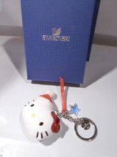 NIB Swarovski Crystal Hello Kitty Holiday  Key Ring Bag Charm Fob 1162835