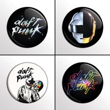 4-Piece DAFT PUNK 1" Band Pinback Buttons / Pins / Badge Set