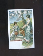 old Art Nouveau postcard, glamour women,  