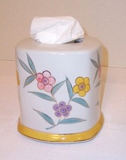 Kleenex Tall Tissue Box Holder Ceramic" Flowers" by Steven Rhoades Design  EUC