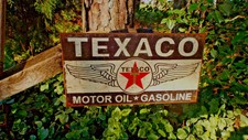 Texaco Motor Oil Gasoline Gas Automotive Tin Advertising Sign Vintage Signs