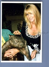 FOUND COLOR PHOTO X_7536 PRETTY BLONDE WOMAN POSED SMILING BY ANIMAL