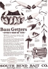 1923 Vintage ad South Bend Fishing Tackle Bass Getters!