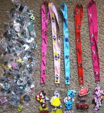 Disney World Pin Trading Lot Lanyard Starter Set Princess Minnie Mickey Stitch