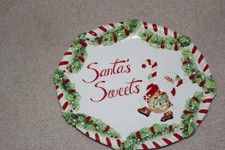 Fitz & Floyd Candy Cane Santa Cookie Platter "Santa's Sweets" NIB