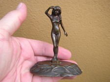 RARE ANTIQUE VINTAGE ART DECO BRONZE NUDE GIRL LADY MINIATURE STATUE FIGURE