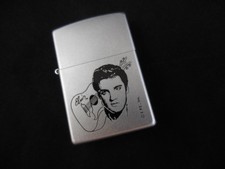 Zippo Elvis Presley Lighter Guitar Flint Works Brushed Silvertone