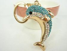 KC013 Dolphin Keyring Creative Swarovski Crystal Charm Pendant Key Chain Gift
