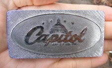 Vtg CAPITOL RECORDS Belt Buckle STUDIO Employee 4" LOGO Music RARE MINT