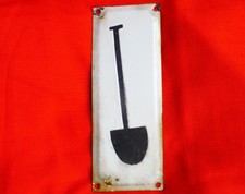 Rare VTG old Russia USSR fireman enamel porcelain sign shovel 1950s