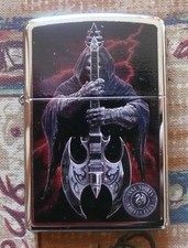 SKULLS & GOTHIC/ ANNE STOKES REAPER GUITAR ZIPPO LIGHTER FREE P&P FREE FLINTS