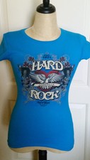 Hard Rock Cafe NASHVILLE Blue T-Shirt Tee Top Short Sleeve Womens S Small EUC