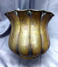 Old Vintage Hand Hammered Brass Garden Plant Pot Retro Art
