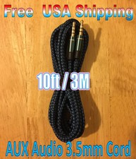 10ft / 3M BLUE 3.5mm BRAIDED AUXILIARY Audio Cable Cord AUX Male 2 Male Metallic