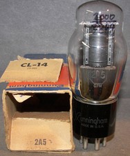 Good Testing NOS Cunningham Type 2A5 Audio Output Radio Vacuum Tube and Box
