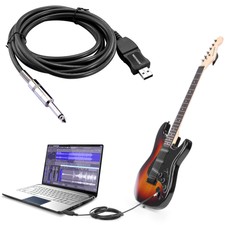 Guitar Bass 6.5mm To USB Link Connection Instrument Cable adapter (PC Recording)