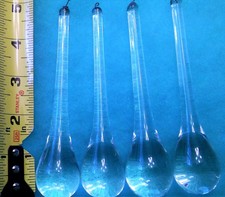 4 Vintage Antique Glass Tear Drop Chandelier Crystal Prisms Clear lamp light