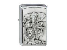 ZIPPO "AFRICA BIG FIVE" EMBLEM CHROME LIGHTER / 1300189 ** NEW in BOX **