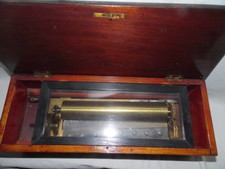 Antique Inlaid Swiss Cylinder Music Box # 33804 WORKING Musical Working.