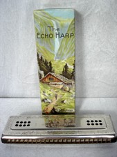 Vintage Hohner Harmonica ECHO Harp M2, C/G, 96 holes, Germany, box, Bell Reeds