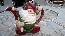Retired 1989 FITZ & FLOYD Christmas Santa Pitcher Teddy Bear 7 1/2"  40 Oz.