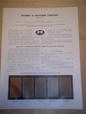 Vtg Keasbey & Mattison Catalog Insert/Pages~Asbestos Roofing/Siding Shingle~1939