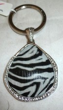 NWT Brighton Trinity Zebra Stripe Swarovski Crystals  Key Chain Ring FOB E14680