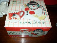 Fitz & Floyd Snownam Gift Gallery Holiday Mug & Plate set NEW in Box 15228