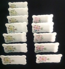 Hand Painted Porcelain Pink And White Dogwood Name Place Cards Set Of 12