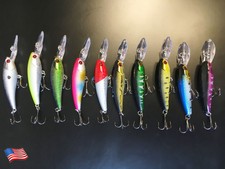 USA LOT of 10 Fishing Lures Hard Minnow Crankbait Hard  Swimbait BASS 