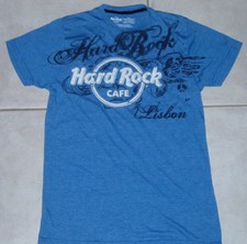 HARD ROCK CAFE T Shirt Womens Small (S) Lisbon Spain Blue Tee Europe Top 