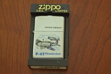 ZIPPO Lighter, Vintage Aircraft, P-47 Thunderbird, Polished Chrome, Sealed, M484
