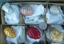 Lot of 6 Antique Glass Christmas FEATHER TREE BUMPY ORNAMENTS Vintage Small