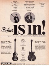 1966 Hofner 'Paul McCartney' Bass Guitar Vintage Print Advertisement