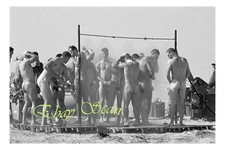 VINTAGE PHOTO NUDE MUSCULAR SOLDIERS BATHE IN OUTDOOR SHOWER GAY INTEREST 46