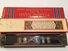Vintage PreWWII 1930s Hohner Model 365 Marine Band Harmonica Key Of C With Star