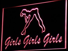 i767-r Girls Night Club Bar Beer Wine Neon Light Sign