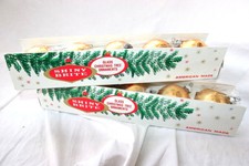 Shiny Brite vintage christmas ornaments original box lot of 10 gold 