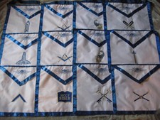 Set of 12 Officers Masonic Aprons Ceremony Fraternity Freemason Lodge NEW!