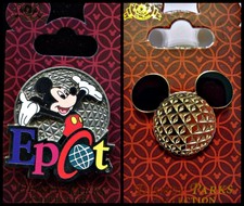 Disney Parks 2 Pin Lot Mickey Mouse EPCOT + Earth ride with Mickey Ears