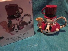Fitz & Floyd Snack Therapy Cocoa Mug Tea Pot for One Snowman Christmas